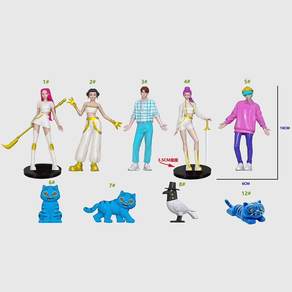 7-9pcs/Set Kpop Demon Hunters Action Figure Toy Derpys Tiger Rumi Mira Zoey Sussy Figurine Doll For Fans Gift Birthday Gift Toy