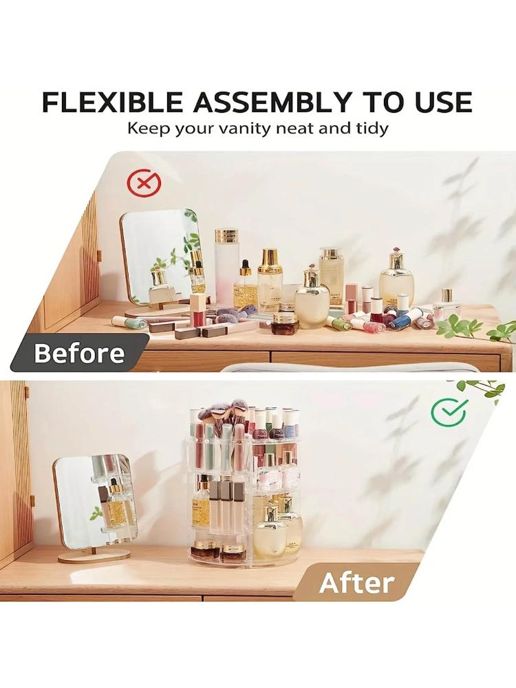 360° Rotating Makeup Organizer, Spinning Bathroom Organizer Countertop, organizer for cosmetics,Cosmetic Holder Shelf,(Clear)