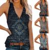 Ladies Sleeveless V Neck Print Tank T-Shirt Summer Tops Blouses For Women