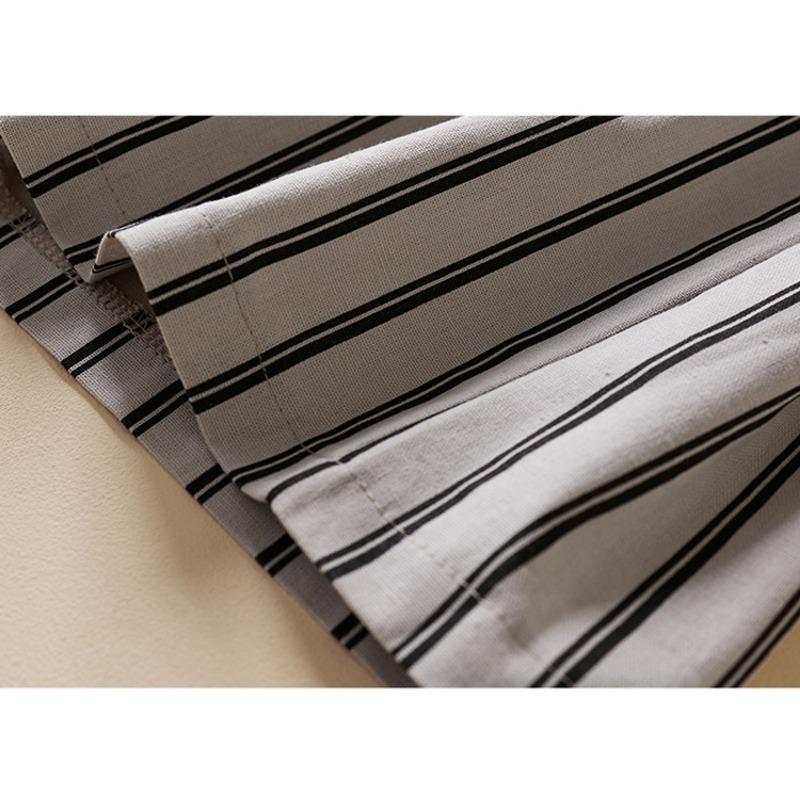 Real summer new literary loose linen striped wide-leg pants women's elastic waist lace-up large-size casual pants