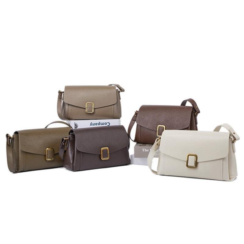 Vegetable Tanned Cowhide Shoulder Oblique Span Bag Fashionable Leather Women's Bag Small Square Bag New Handbag High-end Light Luxury