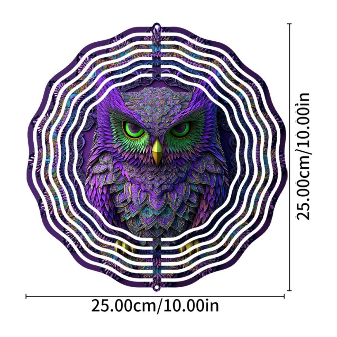 

Яркий 10-дюймовый 3D мандала-колокольчик в виде совы - Красочный, вращающийся дизайн для уличного декора, работа без батареек, идеальный подарок для семьи и друзей
