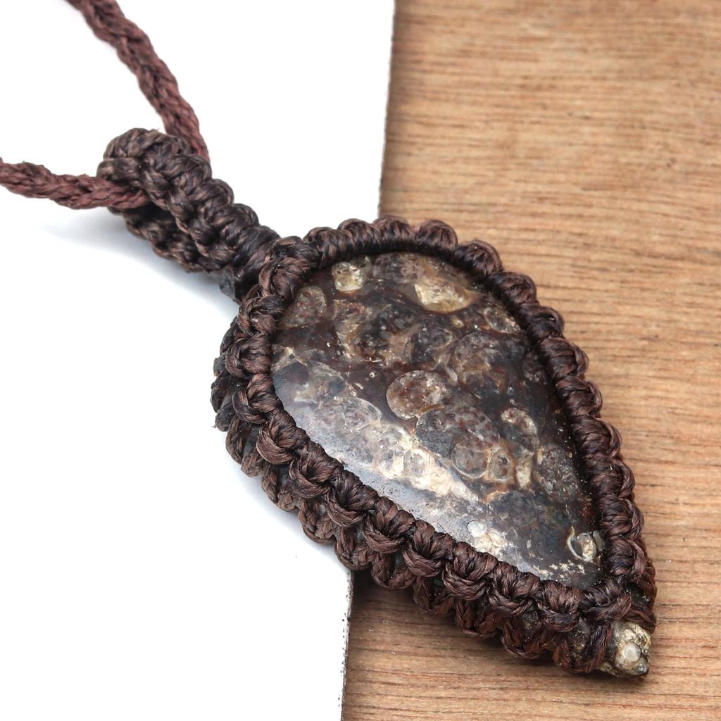 Macrame Thread Gemstone Handmade Jewelry 20-36''Ad Turtella Jasper Pendant