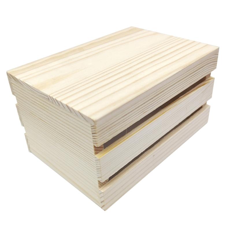 Miniature Wooden Nesting Boxes Set of 3 Size Rural Pine Storage Containers Box For Home Kitchen Bedroom Office Use