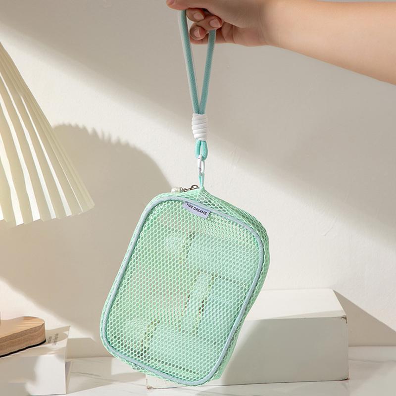 Dopamine Color Cosmetic Bag Portable Mesh Wash Toiletry Bag Multipurpose Travel Storage Bag Coin Purse Zip Large Makeup Bag