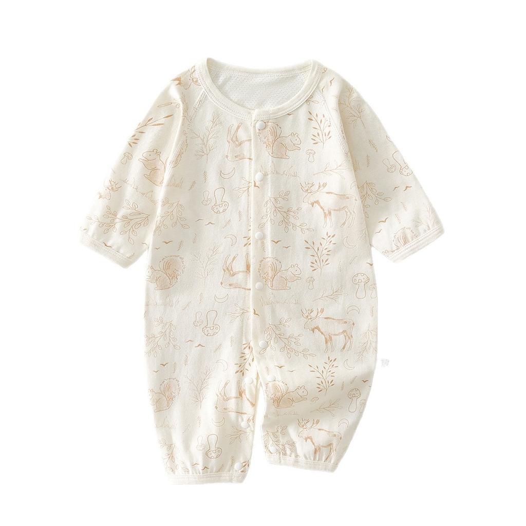 Baby Long Sleeve Romper Summer Cotton Mesh Breathable Newborn Infant Onesie Lightweight Sleepwear Crawling Clothes