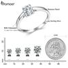 Bamoer D Color VVS1 EX Moissanite Ring Round Moissanite Diamond for Women 925 Sterling Silver Engagement Wedding Band MSR005