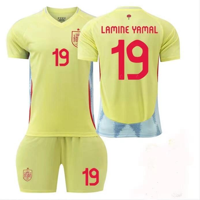 2024 European Cup Spain Lamine Yamal Home Fan Soccer Jersey, Polyester, Breathable, Quick-Dry, Comfortable
