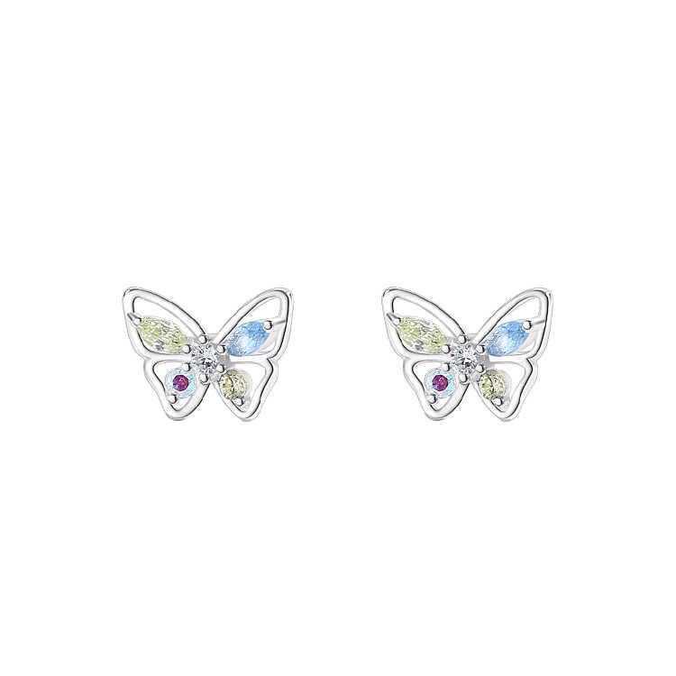 Symphony flash diamond small butterfly stud earrings women's earrings earrings niche versatile design earrings