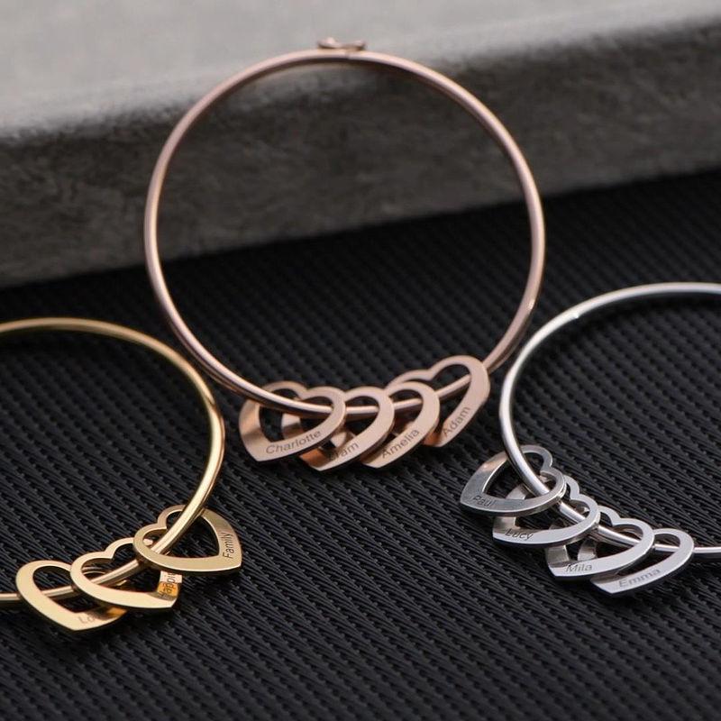 Custom Name Bangles Personalized Wrist Bracelet Gold Tone Stainless Steel Bracelets Nameplate Women Family Names Customized JewelryTrendy Wrist