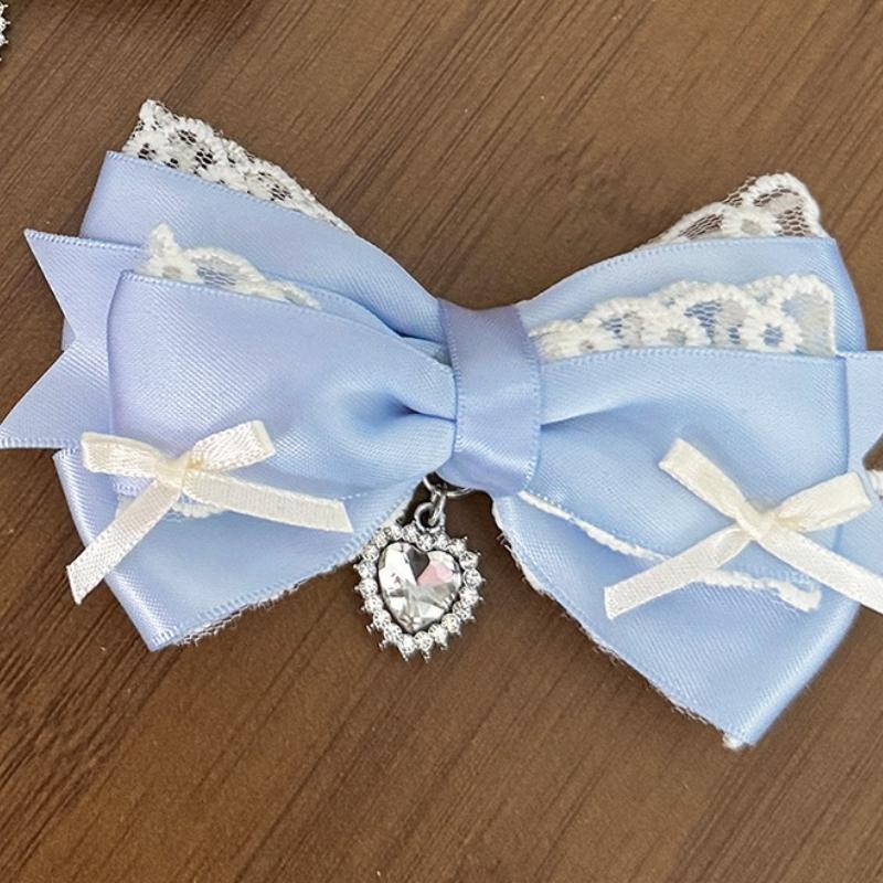 Gothic Lolita Style Hair Clip Black Ribbon Bow Fashionable Hair Clips for Women