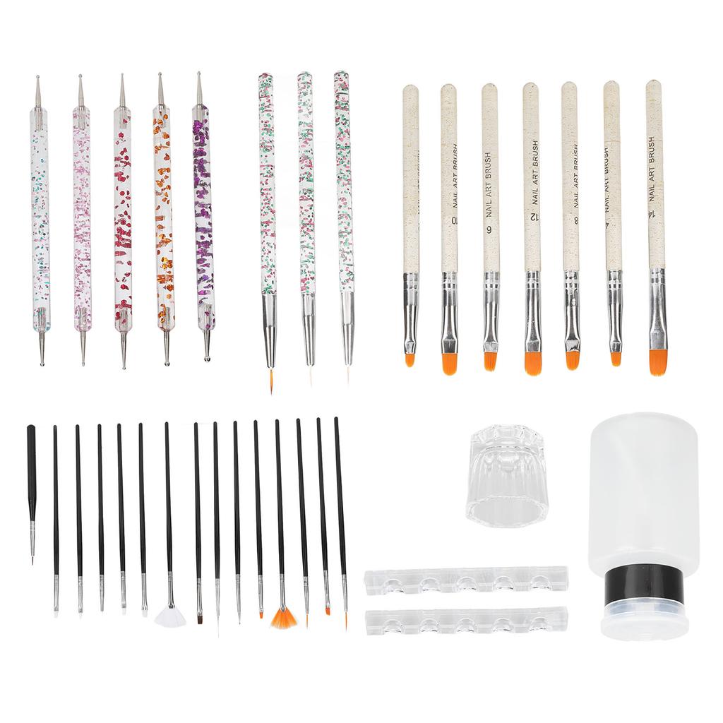 36Pcs Nail Gel Brush Professional Nail Art Design Tools Painting Brushes for Home Salon
