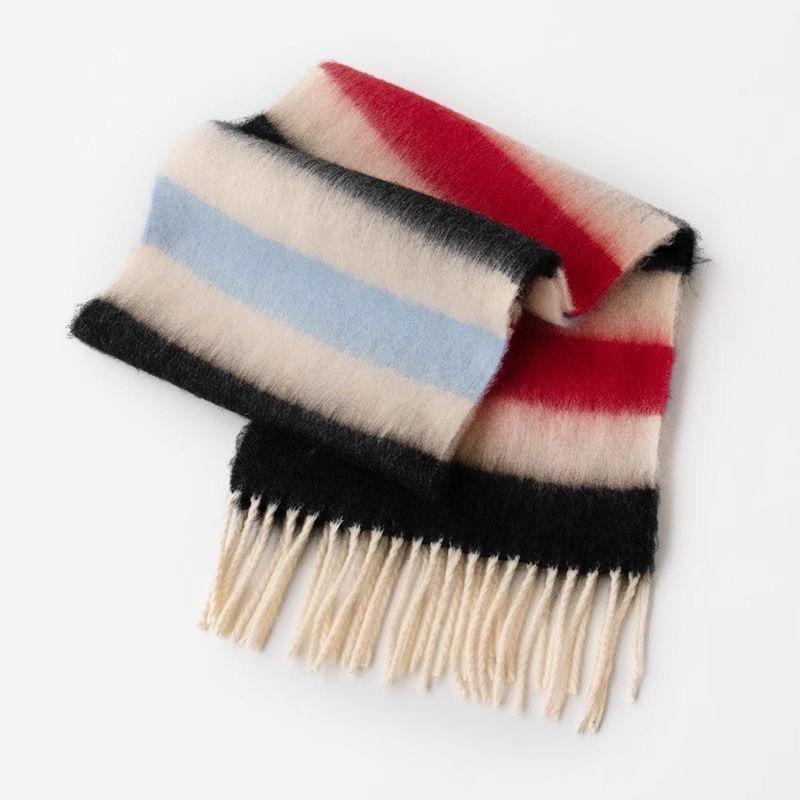New Colorful Rainbow Scarf Women s Winter Dopamine Senior Student Sweet Warm and Cold proof Plush Scarf Shawl