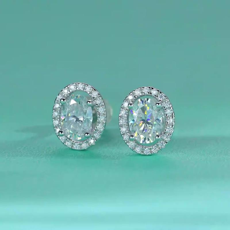 Fashion Female Earrings 925 Sterling Silver Elliptical Geometric Mosaic Zircon Earrings for Women Wedding Party Jewelry Gift