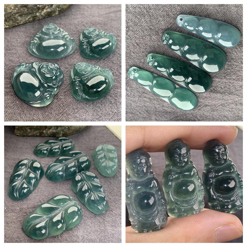 Natural Grade A Jadeite Pendant: Four Seasons Beans Baby & Shakyamuni Buddha Souvenir