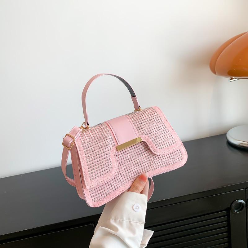 

Gentle and fashionable temperament splicing texture handbag 2 women s 023 summer new foreign style shoulder messenger bag small square bag рожевий