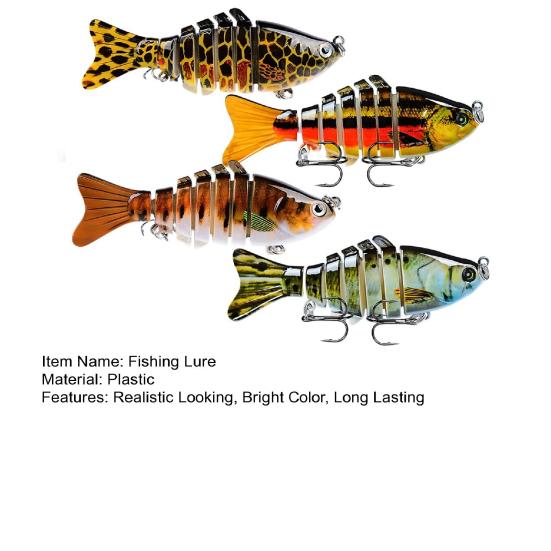 4Pcs 3D Swimming Baits Fishing Lures Realistic Looking Bright Color Multi-section Freshwater Saltwater Artificial Lures Hard Baits
