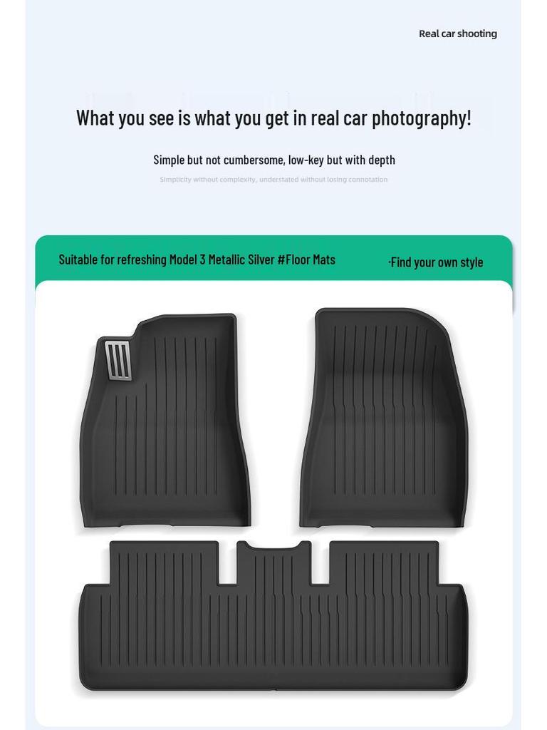 Eco-Friendly TPE Molded Pedal-Style Floor Mats for 2023 Tesla Model 3 Refresh