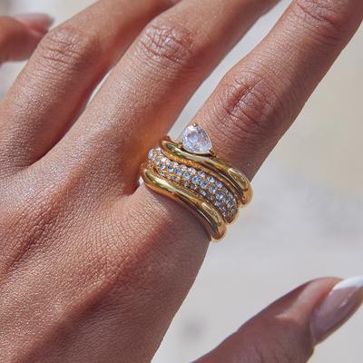 European and American Zircon Rings Titanium Steel Does Not Fade Jewelry Light Luxury Stainless Steel Rings