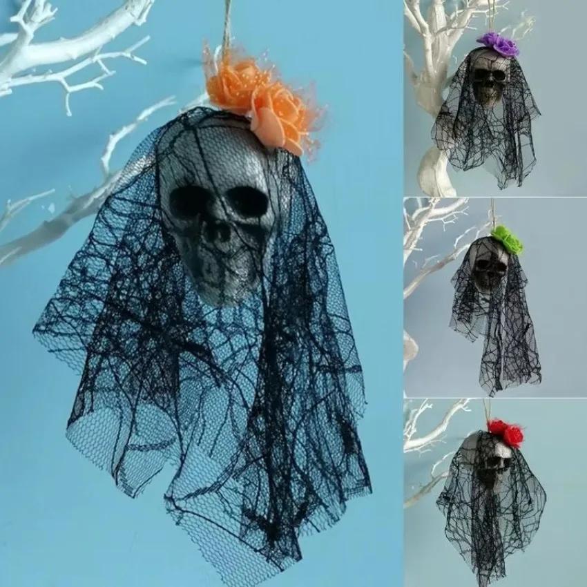 Terror Skull Hanging Ornaments Foam Skull Bride Clothes Bone Head Scene Layout Props Home Decorations Festival Party Supplies