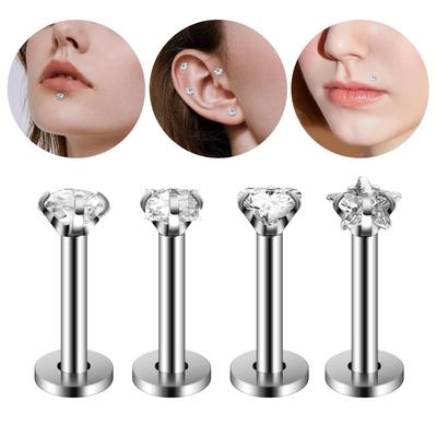 Stainless Steel Zircon Lip, Nose, and Ear Studs Collection
