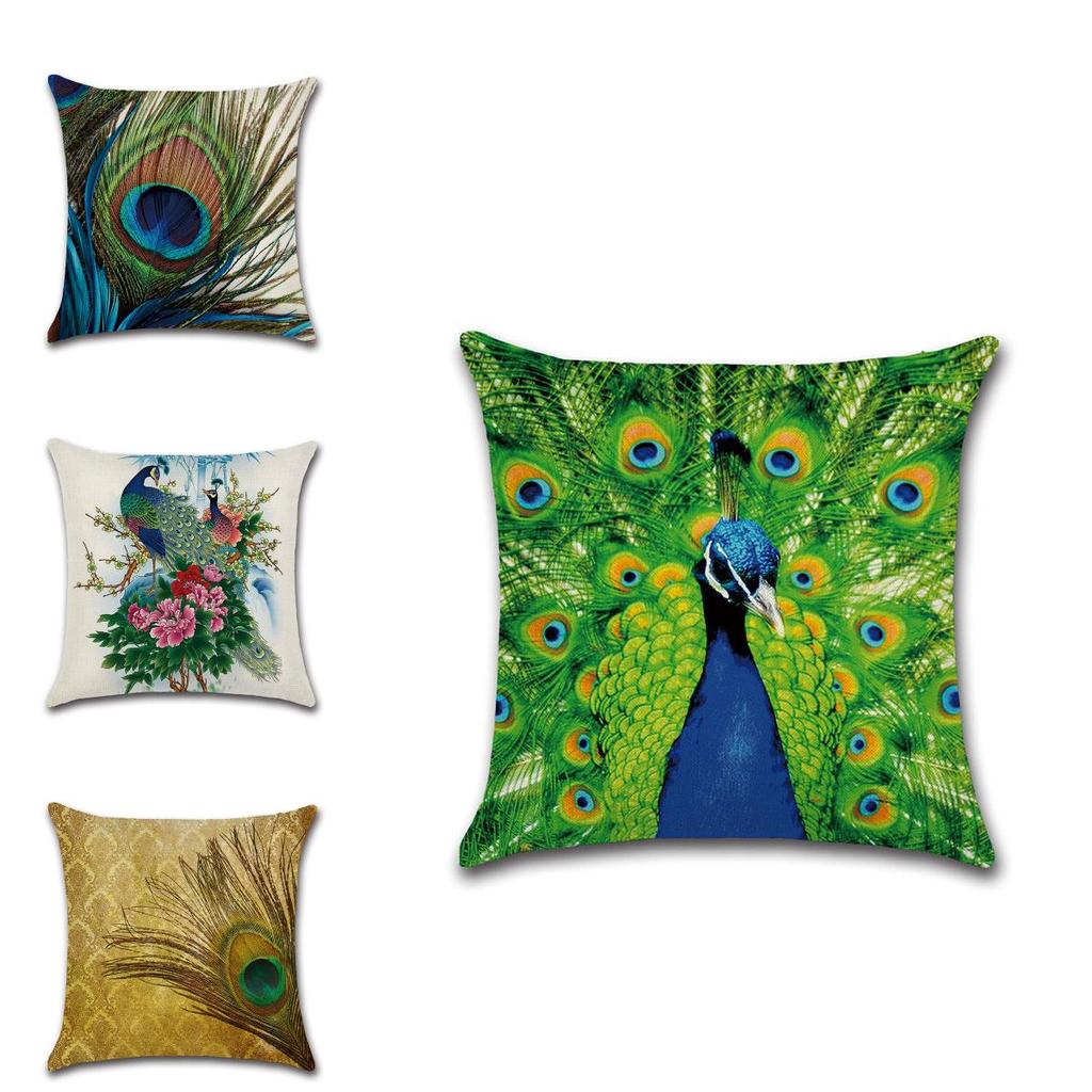 Luxurious Peacock Feathers Cushion Cover Pillow Case For Sophisticated Home Decor