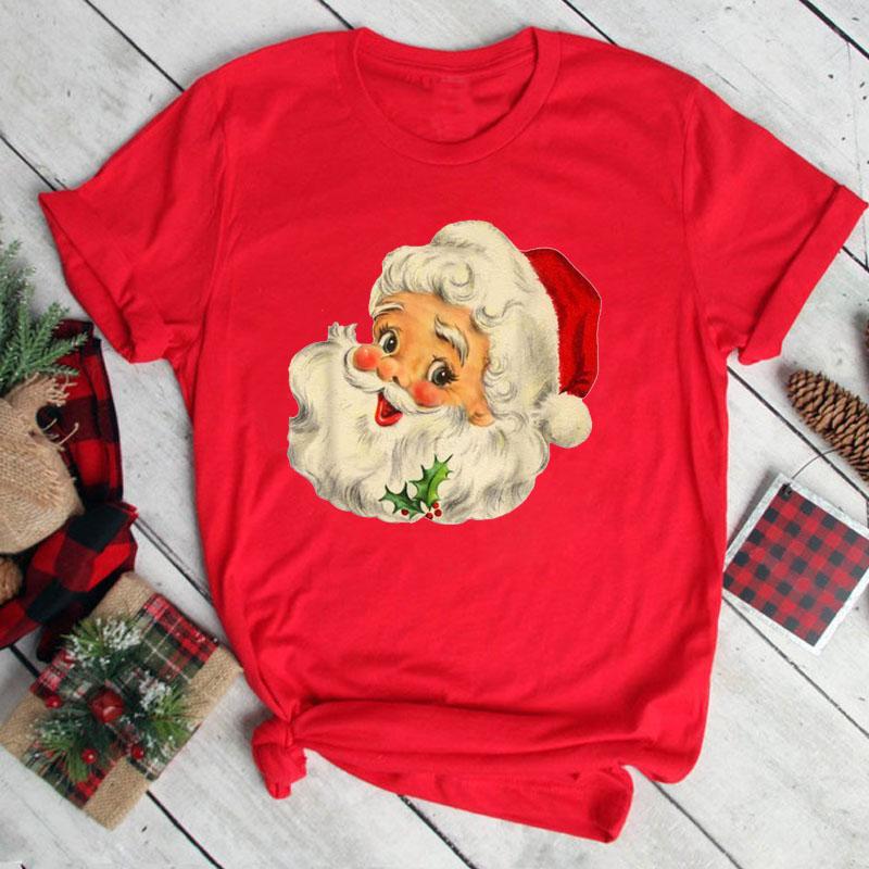 Maycaur Women Santa Claus Print Clothes Christmas 90s Funny Holiday Fashion Cartoon Tops Tee Shirt Ladies Female Graphic T-Shirt