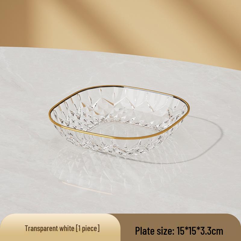 Elegant Transparent High-Value Plastic Fruit and Snack Bowl - Drop-Resistant PET Diamond Crystal Design