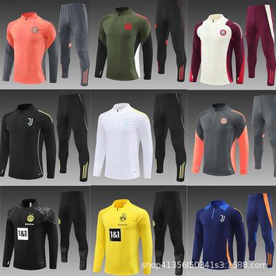 Juventus/Dortmund/Bayern Long-Sleeved Half-Zip Suits, Training Uniforms, Warm-Up Appearances, Soccer Uniforms, Adults And Children