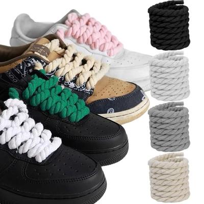 2PCS Round Thick Rope Laces Polyester Cotton High Quality Solid Color Laces 0.8cm120cm Width 10Colors Bold Shoelaces