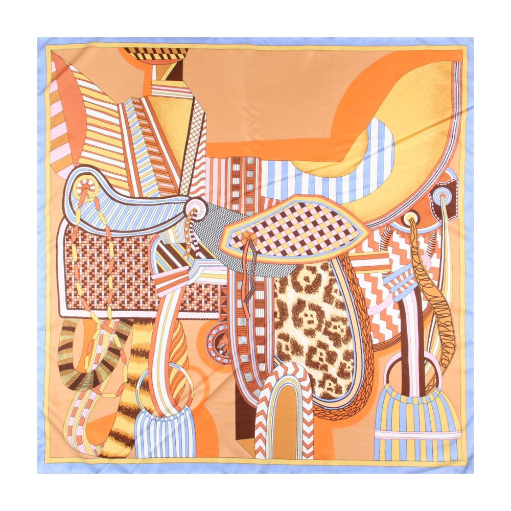 Manual Hand Rolled Twill Silk Scarf Women Timpani Print Square Scarves Echarpes Curled Foulards Femme Wrap Bandana Hijab 90CM