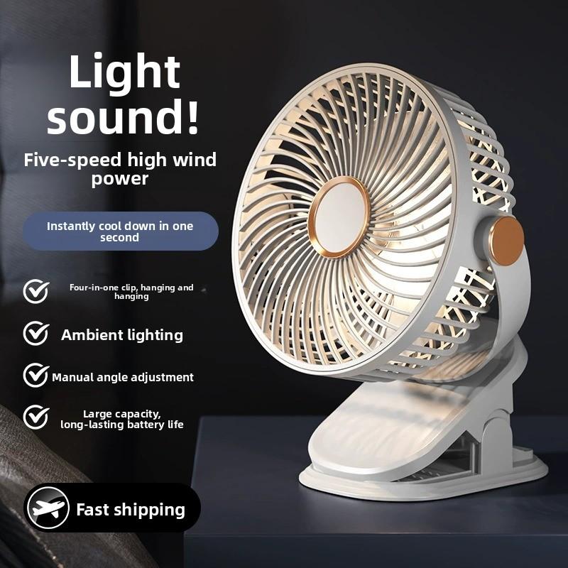 Ventilador de clip portátil recargable USB para escritorio dormitorio y pared