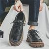Men's Black Leather Brogue Shoes - Summer Formal/Casual, British Style, Youthful, Soft Surface, Height-Boosting.
