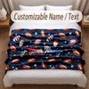 American Football Theme Soft Blanket Personalized Custom Name Text Print Warm Blanket Home Sofa Bedroom Decor