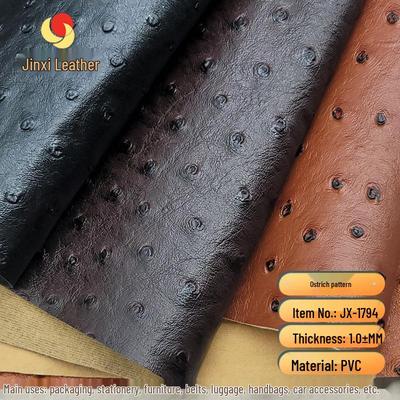 Classic Ostrich Grain PVC Faux Leather Fabric for Sofa, Car Seat, and Handbag Cushion Material