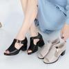 Sommer Neue Mode Frauen Fisch Mund Schuhe für Frauen Blockabsatz Metall Dekorative Schnalle Casual Sandalen Weiblich