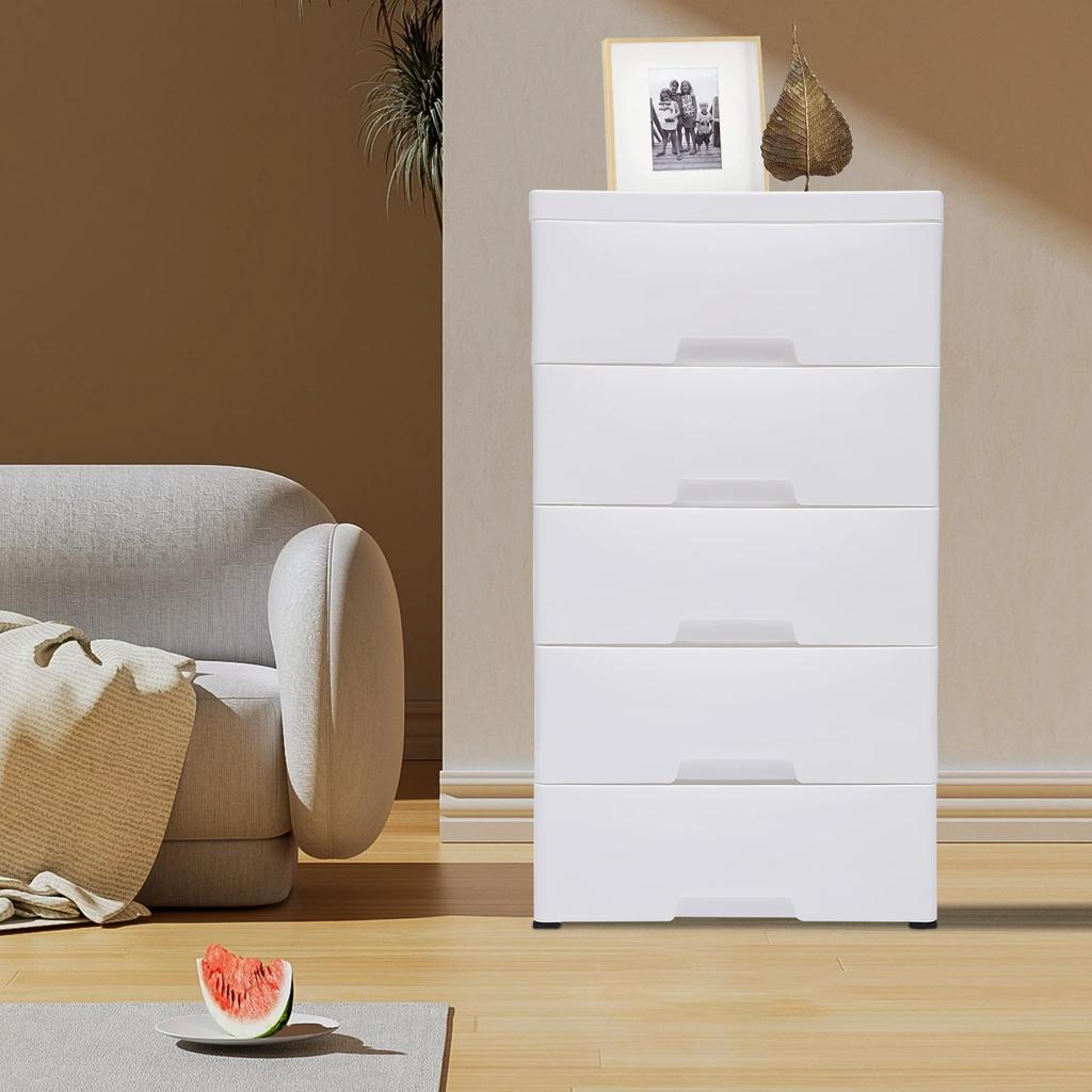 Bymaocar 5-layers White Plastic Drawers Dressing Table Stackable Vertical Storage Cabinet Bedroom Small Wardrobe Home Furniture