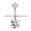F136 Titanium 4-Prong 5A Cubic Zirconia Navel Ring - G23 Titanium Belly Button Piercing Jewelry
