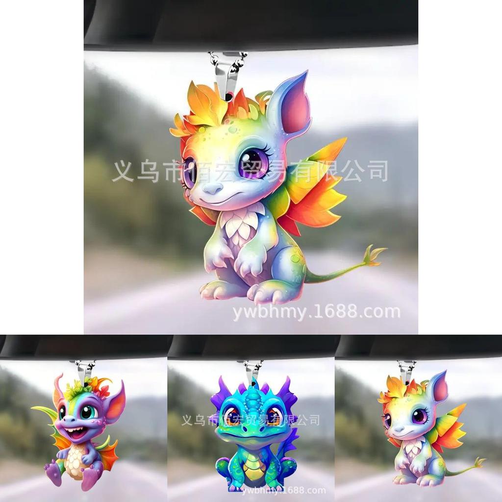 Colorful Dragon Acrylic Mirror Hanging Ornament For Stylish Car Interior Decoration