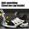Men's Shoes Safety Shoes Lightweight Sports Casual Air Cushion Shoes Steel Toe Cap Anti Impact Anti Puncture Labor Protection Shoes