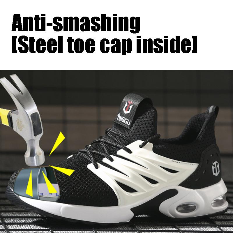Men's Shoes Safety Shoes Lightweight Sports Casual Air Cushion Shoes Steel Toe Cap Anti Impact Anti Puncture Labor Protection Shoes