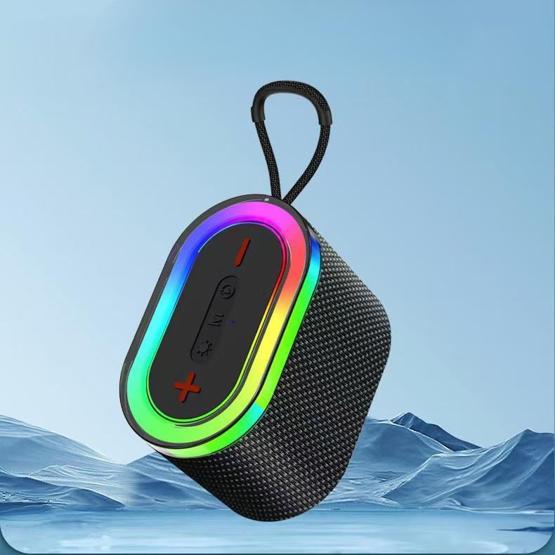 Wireless Portable Bluetooth Speakers with for USB AUX TF Card Player 5W Output RGB Colorful Light Fabrics Sound Box