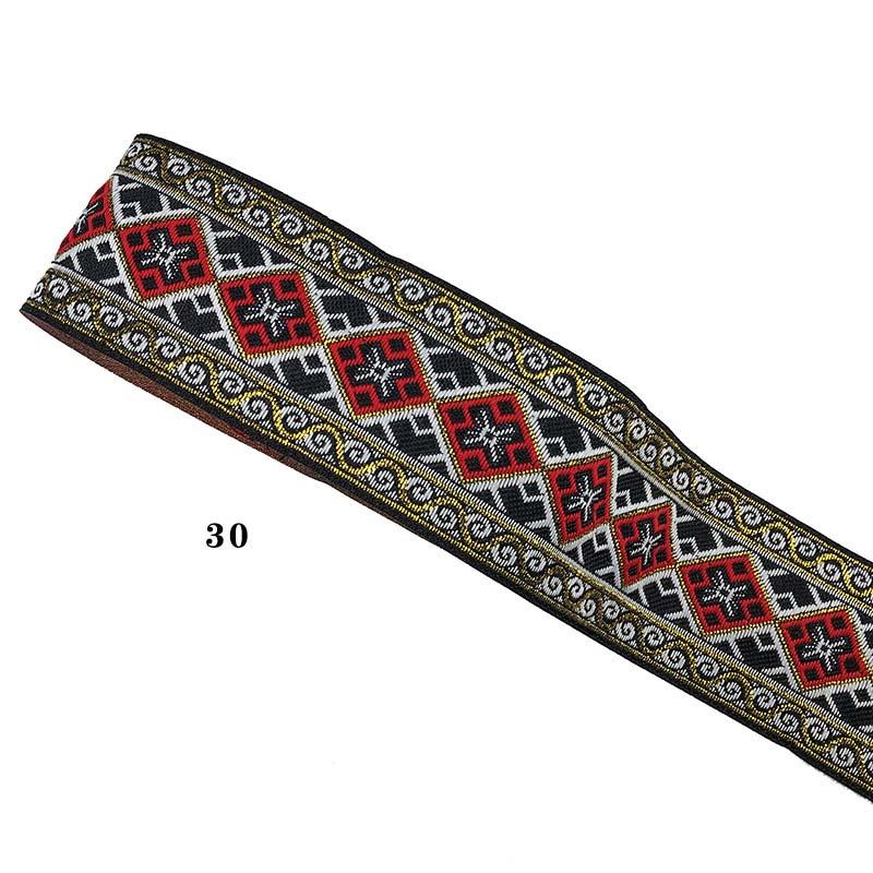 Cinta de Pasamanería Bordada Jacquard de Encaje Étnico para Adorno de Borde de Cuello de Vestimenta de Ropa Nacional Tradicional de Bricolaje de 5 cm