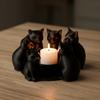 6 Pieces Set 3D Printed Decor Black Color Cat Ornament Maker Craft Candlestick Holder  Study Room