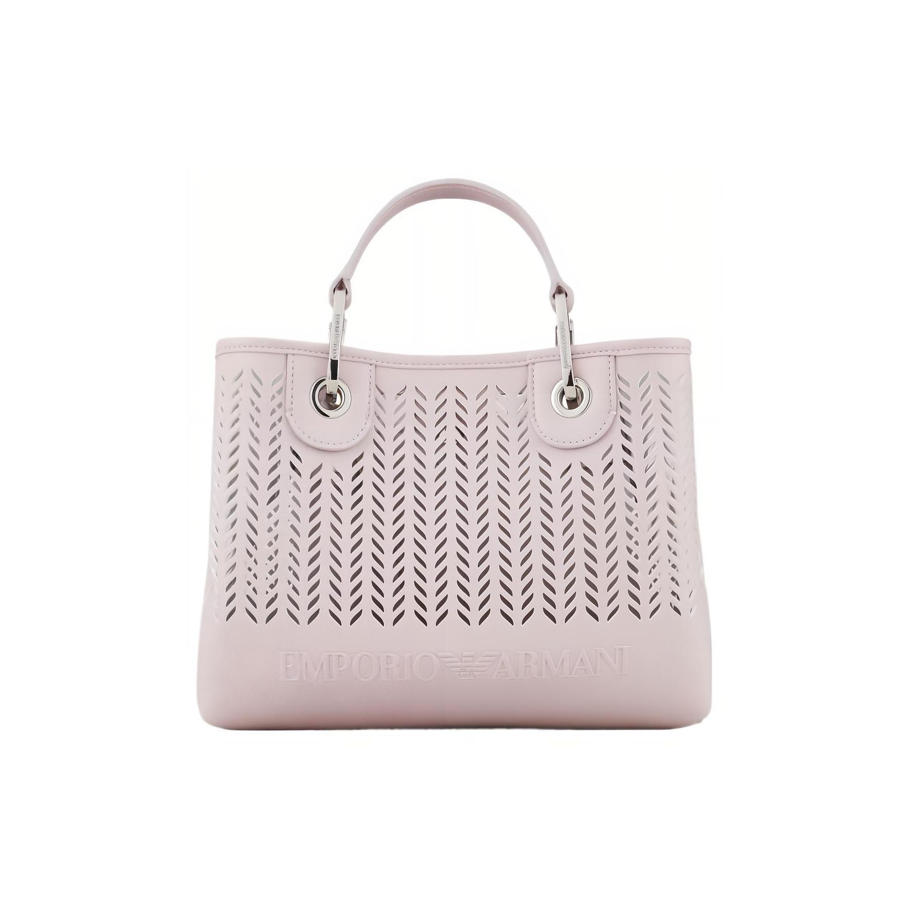 

Emporio Armani Solid Color Logo Print Perforated Chevron Pattern Shoulder Crossbody Tote Bag Women handbags Pink Y3D166-Y472E-89312 Basic Set (Bag+Dust Bag)