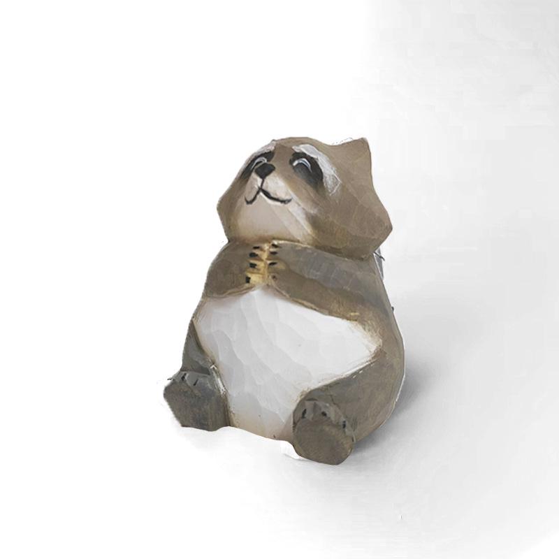 Handmade Solid Wood Animal Figurines: Kitten, Chick, Elephant, Snowman