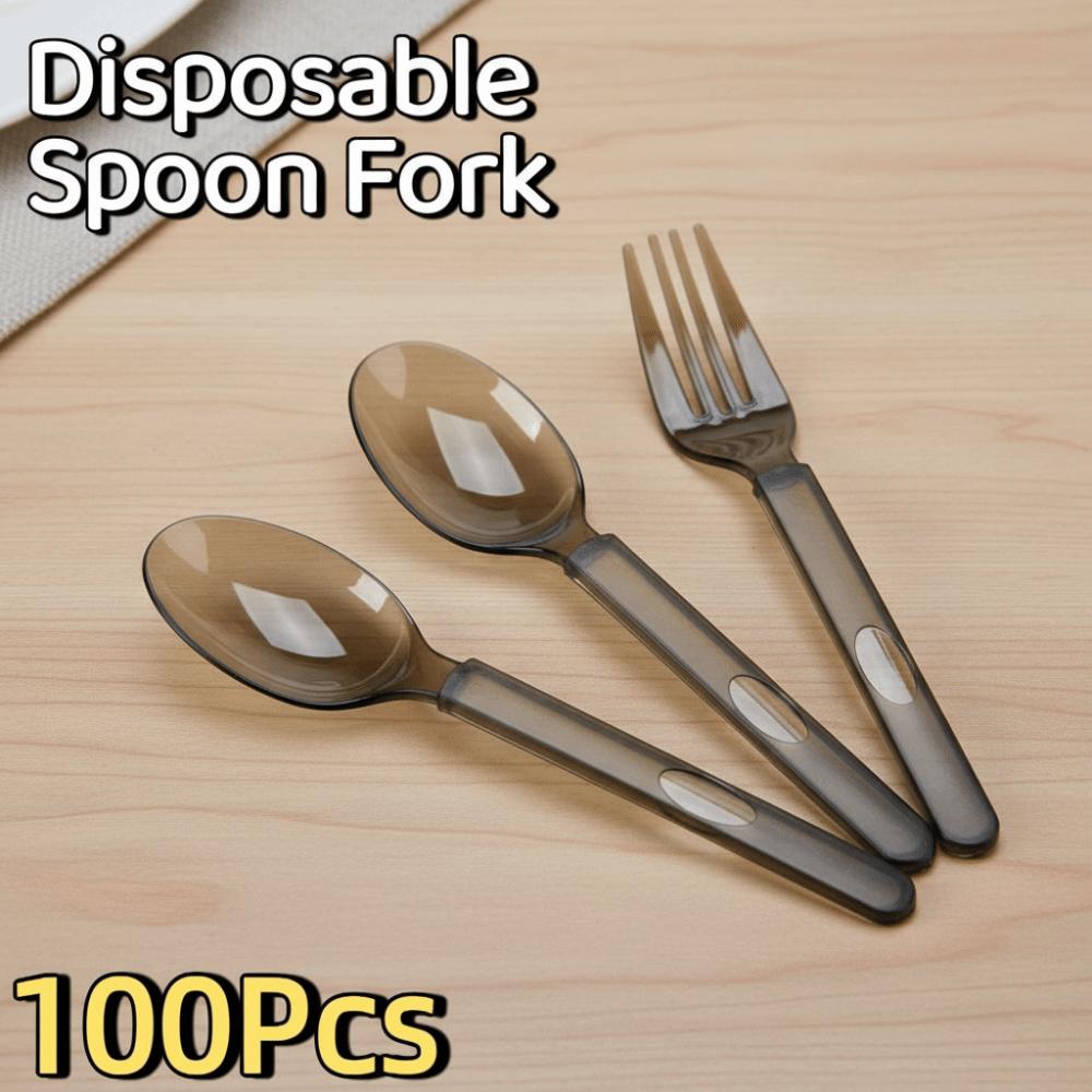 100Pcs Eco-Friendly Ice Cream Spoons Transparent Plastic Spoon  Outdoor Camping