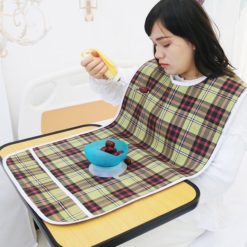 Adult Bibs for Eating- Reusable Clothing Protector - Waterproof Adult Bibs for Women and Men - Crumb Catcher