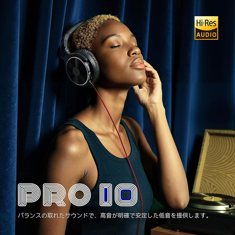 OneOdio Pro 10 Over-Ear Headphones, Wired, Bass-Boosted, 50mm Drivers, 6.35 & 3.5mm Jacks, DJ Monitor Headphones, Recording, Mixing, Studio