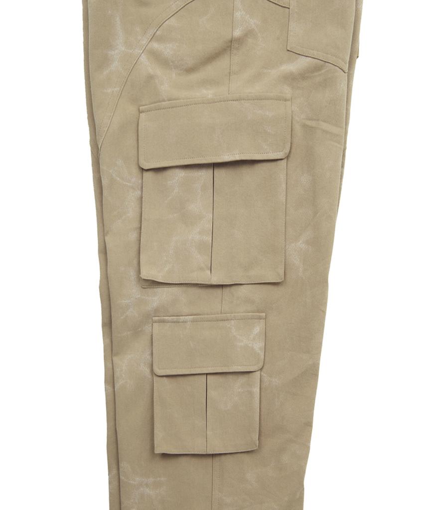 DISCO DONUT Asymmetrical Tie-Dye Cargo Pants_Beige